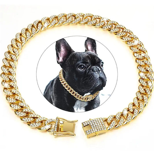 Diamond Studded Cuban Link Pet Collar